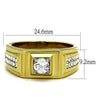WildKlass Stainless Steel Ring Two-Tone IP Gold Men AAA Grade CZ Clear-WildKlass Jewelry
