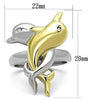 WildKlass Stainless Steel Ring Penguin Two-Tone IP Gold Women Top Grade Crystal Clear-WildKlass Jewelry