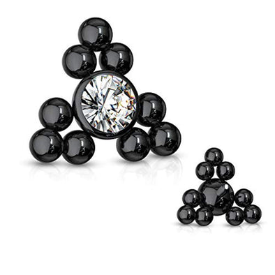WildKlass CZ Center Triangle Ball Clusters Internally Threaded 316L Surgical Steel Dermal Top-WildKlass Jewelry
