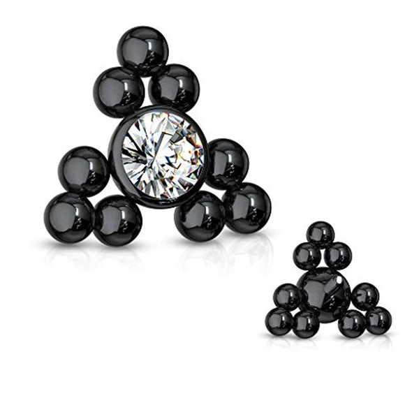 WildKlass CZ Center Triangle Ball Clusters Internally Threaded 316L Surgical Steel Dermal Top-WildKlass Jewelry