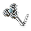 WildKlass CZ Centered Stacked Circles Tribal Top 316L Surgical Steel L Bend Nose Stud Rings-WildKlass Jewelry