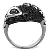 WildKlass Stainless Steel Ring Two-Tone IP Black Women Top Grade Crystal Jet-WildKlass Jewelry