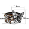 WildKlass Stainless Steel Ring IP Light Black & IP Light Coffee Women Top Grade Crystal Clear-WildKlass Jewelry