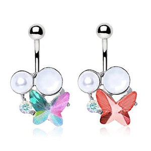 316L Stainless Steel Art of Brilliance Gleaming Butterfly WildKlass Navel Ring-WildKlass Jewelry
