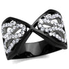 WildKlass Stainless Steel Ring Two-Tone IP Black Women AAA Grade CZ Clear-WildKlass Jewelry