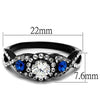 WildKlass Stainless Steel Ring Two-Tone IP Black Women AAA Grade CZ Clear-WildKlass Jewelry