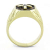 WildKlass Stainless Steel Ring IP GoldMen Top Grade Crystal Clear-WildKlass Jewelry