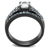 WildKlass Stainless Steel Ring IP Light Black (IP Gun) Women AAA Grade CZ Clear-WildKlass Jewelry