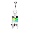 WildKlass Square Vitrail Gem Dangle Charm Belly Ring (14g 7/16")-WildKlass Jewelry