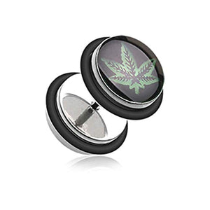 Glow in the Dark Weed Steel WildKlass Fake Plug with O-Rings-WildKlass Jewelry