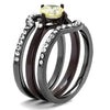 WildKlass Stainless Steel Ring IP Light Black (IP Gun) & IP Dark Brown (IP Coffee) Women AAA Grade CZ Citrine Yellow-WildKlass Jewelry