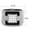 WildKlass Stainless Steel Ring High Polished (no Plating) Men Top Grade Crystal Jet-WildKlass Jewelry