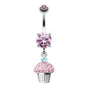 Cupcake Delight Multi-Sprinkle Dot Dangle 316L Surgical Steel Belly Button Ring-WildKlass Jewelry