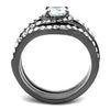 WildKlass Stainless Steel Ring IP Light Black (IP Gun) Women AAA Grade CZ Clear-WildKlass Jewelry
