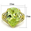 WildKlass Stainless Steel Ring IP Gold Women AAA Grade CZ Apple Green Color-WildKlass Jewelry