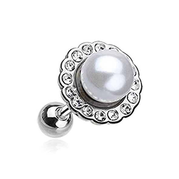 Pearl Blossom Sparkle WildKlass Cartilage Tragus Earring-WildKlass Jewelry