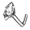 WildKlass Marquise CZ Top 316L Surgical Steel L Bend Nose Stud Rings-WildKlass Jewelry
