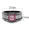WildKlass Stainless Steel Ring Two-Tone IP Black Women AAA Grade CZ Light Rose-WildKlass Jewelry