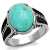 WildKlass Stainless Steel Ring High Polished (no Plating) Men Synthetic Turquoise-WildKlass Jewelry