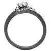 WildKlass Stainless Steel Ring IP Light Black (IP Gun) Women AAA Grade CZ Clear-WildKlass Jewelry