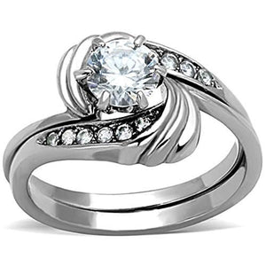 WildKlass Stainless Steel Ring High Polished (no Plating) Women AAA Grade CZ Clear-WildKlass Jewelry