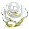 WildKlass Stainless Steel Ring IP Gold Women Synthetic White-WildKlass Jewelry