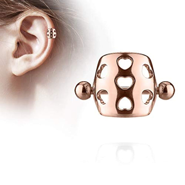 WildKlass Hollow Hearts Cartilage/Helix Cuff Barbell 316L Surgical Steel-WildKlass Jewelry