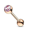 Rose Gold IP Over 316L Surgical Steel WildKlass Tongue Barbell with Crystal Set Ball-WildKlass Jewelry