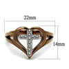 WildKlass Stainless Steel Ring Two Tone IP Light Brown (IP Light Coffee) Women Top Grade Crystal Clear-WildKlass Jewelry