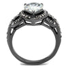 WildKlass Stainless Steel Ring IP Light Black (IP Gun) Women AAA Grade CZ Clear-WildKlass Jewelry