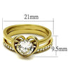 WildKlass Stainless Steel Ring IP Gold Women AAA Grade CZ Clear-WildKlass Jewelry