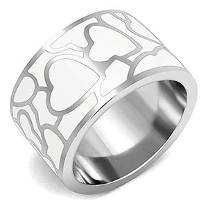 WildKlass Stainless Steel Ring High Polished Women Epoxy White-WildKlass Jewelry