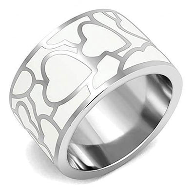 WildKlass Stainless Steel Ring High Polished Women Epoxy White-WildKlass Jewelry