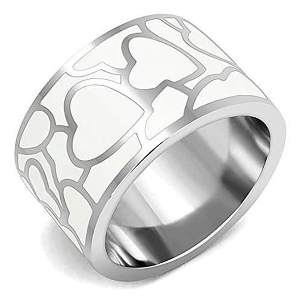 WildKlass Stainless Steel Ring High Polished Women Epoxy White-WildKlass Jewelry