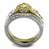 WildKlass Stainless Steel Ring Two-Tone IP Gold Women AAA Grade CZ Topaz-WildKlass Jewelry