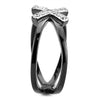WildKlass Stainless Steel Ring Two-Tone IP Black Women AAA Grade CZ Clear-WildKlass Jewelry