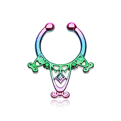 Colorline Amarhus Tribal Filigree WildKlass Fake Septum Clip-On Ring-WildKlass Jewelry