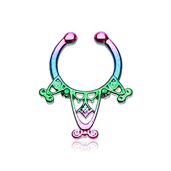 Colorline Amarhus Tribal Filigree WildKlass Fake Septum Clip-On Ring-WildKlass Jewelry