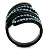 WildKlass Stainless Steel Ring IP Black Women Top Grade Crystal Sea Blue-WildKlass Jewelry