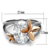 WildKlass Stainless Steel Ring Two-Tone IP Rose Gold Women AAA Grade CZ Clear-WildKlass Jewelry