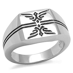 WildKlass Stainless Steel Ring High Polished Men Epoxy Jet-WildKlass Jewelry