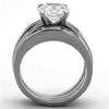 WildKlass Stainless Steel Wedding Ring High Polished (no Plating) Women AAA Grade CZ Clear-WildKlass Jewelry