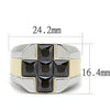 WildKlass Stainless Steel Ring Two-Tone IP Gold Men AAA Grade CZ Black Diamond-WildKlass Jewelry