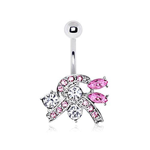 316L Stainless Steel Royal Ribbon WildKlass Navel Ring-WildKlass Jewelry