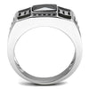 WildKlass Stainless Steel Ring High Polished Men AAA Grade CZ Black Diamond-WildKlass Jewelry