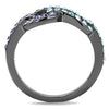 WildKlass Stainless Steel Ring IP Light Black (IP Gun) Women Top Grade Crystal Tanzanite-WildKlass Jewelry