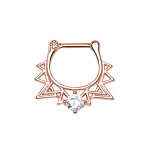 Rose Gold Plated 316L Stainless Steel WildKlass Royalty Retro Triangle Septum Clicker-WildKlass Jewelry