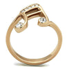 WildKlass Stainless Steel Ring IP Rose Gold Women Top Grade Crystal Clear-WildKlass Jewelry