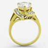 WildKlass Stainless Steel Halo Ring IP Gold Women AAA Grade CZ Clear-WildKlass Jewelry