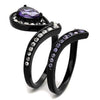 WildKlass Stainless Steel Ring IP Black Women AAA Grade CZ Amethyst-WildKlass Jewelry